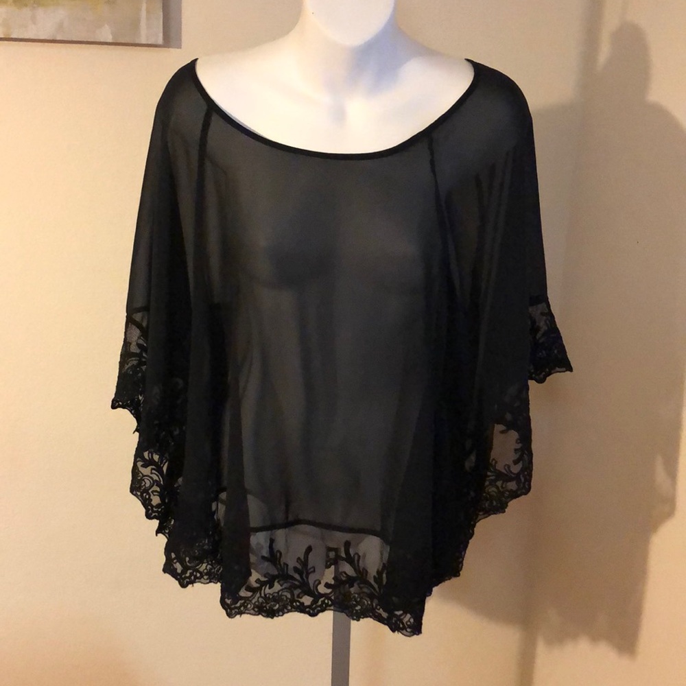 Express black sheer dolman sleeve top